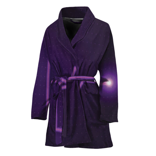 Purple Heartbeat Print Women's Bathrobe