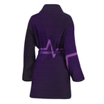 Purple Heartbeat Print Women's Bathrobe