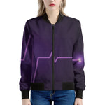 Purple Heartbeat Print Women's Bomber Jacket