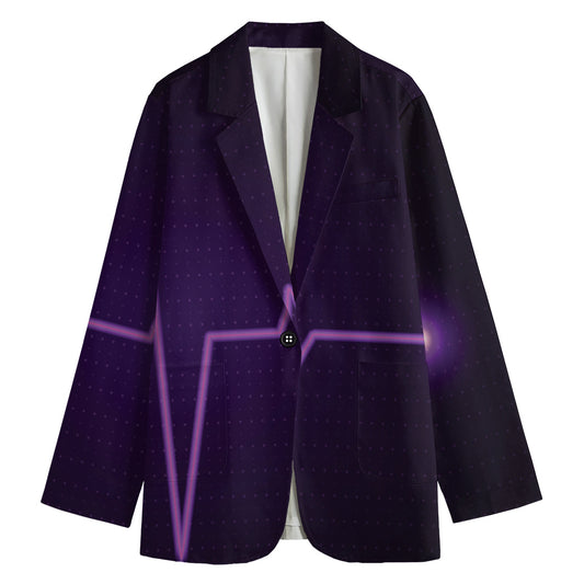 Purple Heartbeat Print Women's Cotton Blazer