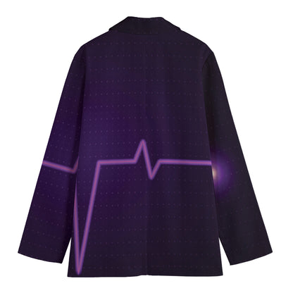 Purple Heartbeat Print Women's Cotton Blazer