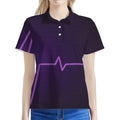 Purple Heartbeat Print Women's Polo Shirt