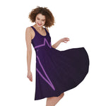 Purple Heartbeat Print Women's Sleeveless Dress