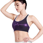 Purple Heartbeat Print Women's Sports Bra