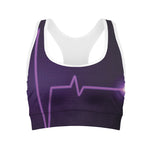 Purple Heartbeat Print Women's Sports Bra