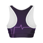 Purple Heartbeat Print Women's Sports Bra