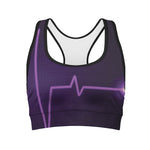 Purple Heartbeat Print Women's Sports Bra