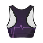 Purple Heartbeat Print Women's Sports Bra
