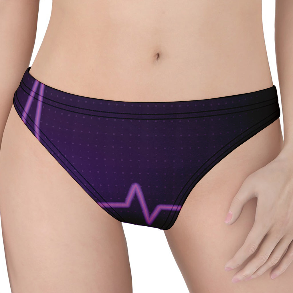 Purple Heartbeat Print Women's Thong