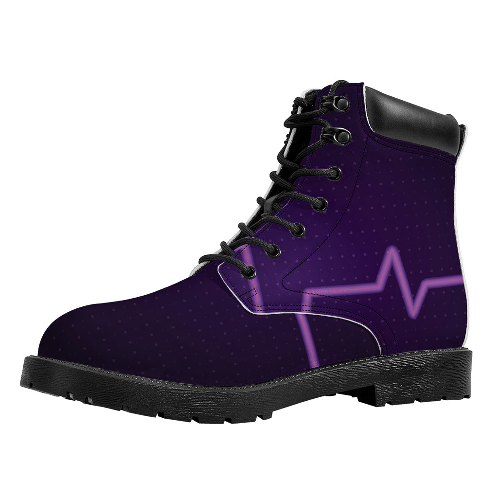 Purple Heartbeat Print Work Boots