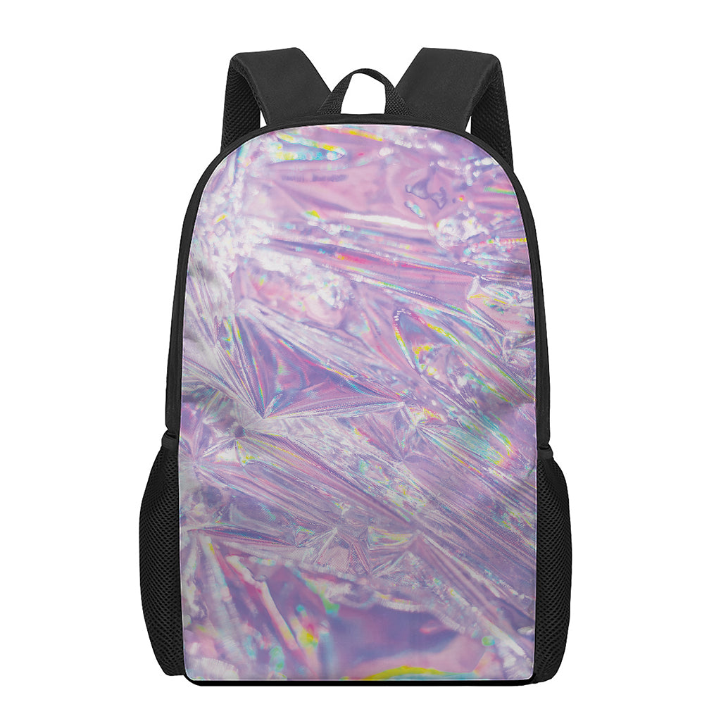 Purple Holographic Print 17 Inch Backpack