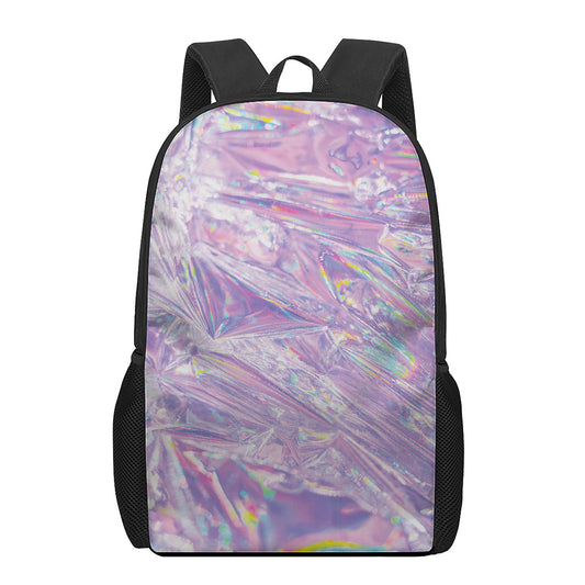Purple Holographic Print 17 Inch Backpack