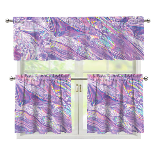 Purple Holographic Print 3 Piece Kitchen Curtains