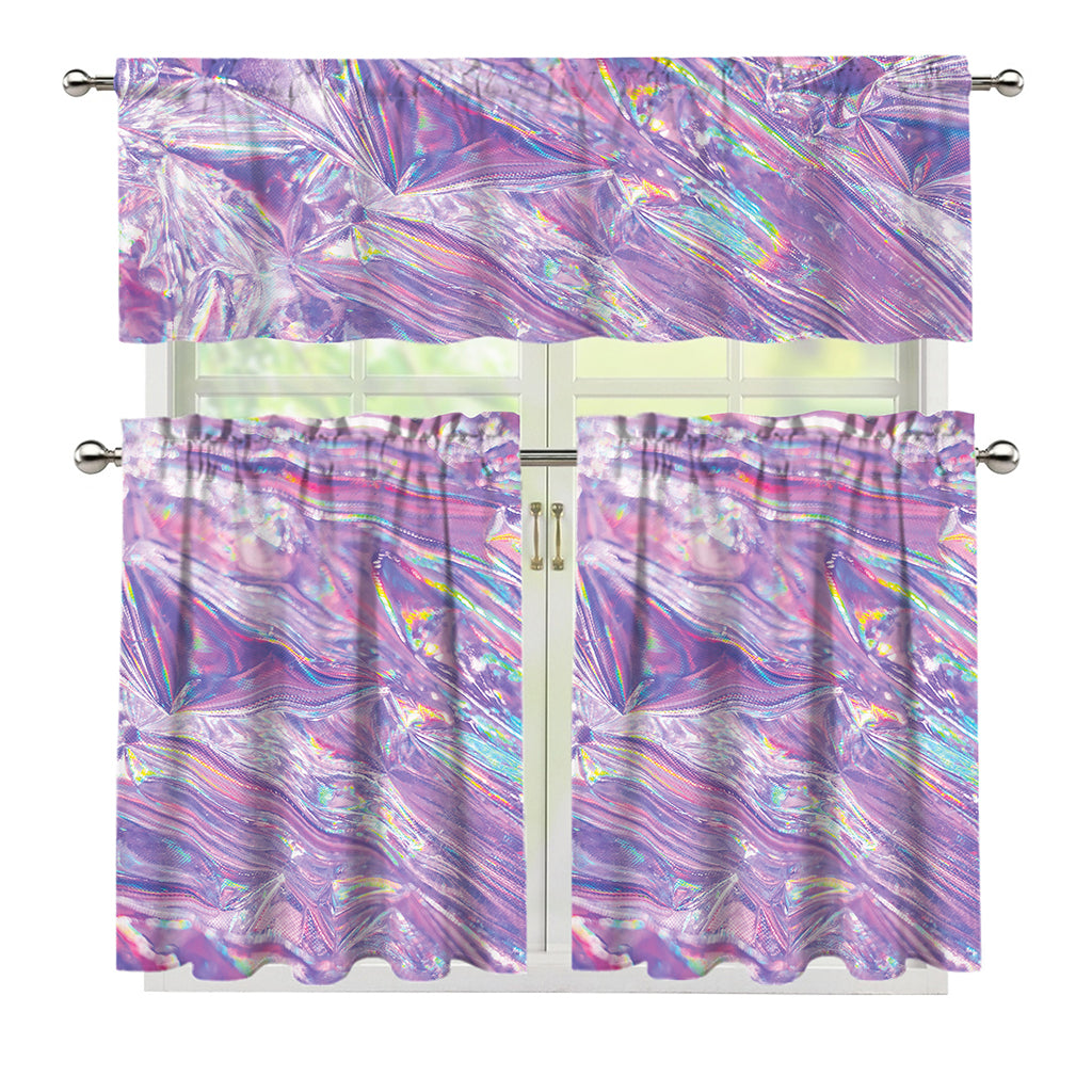 Purple Holographic Print 3 Piece Kitchen Curtains