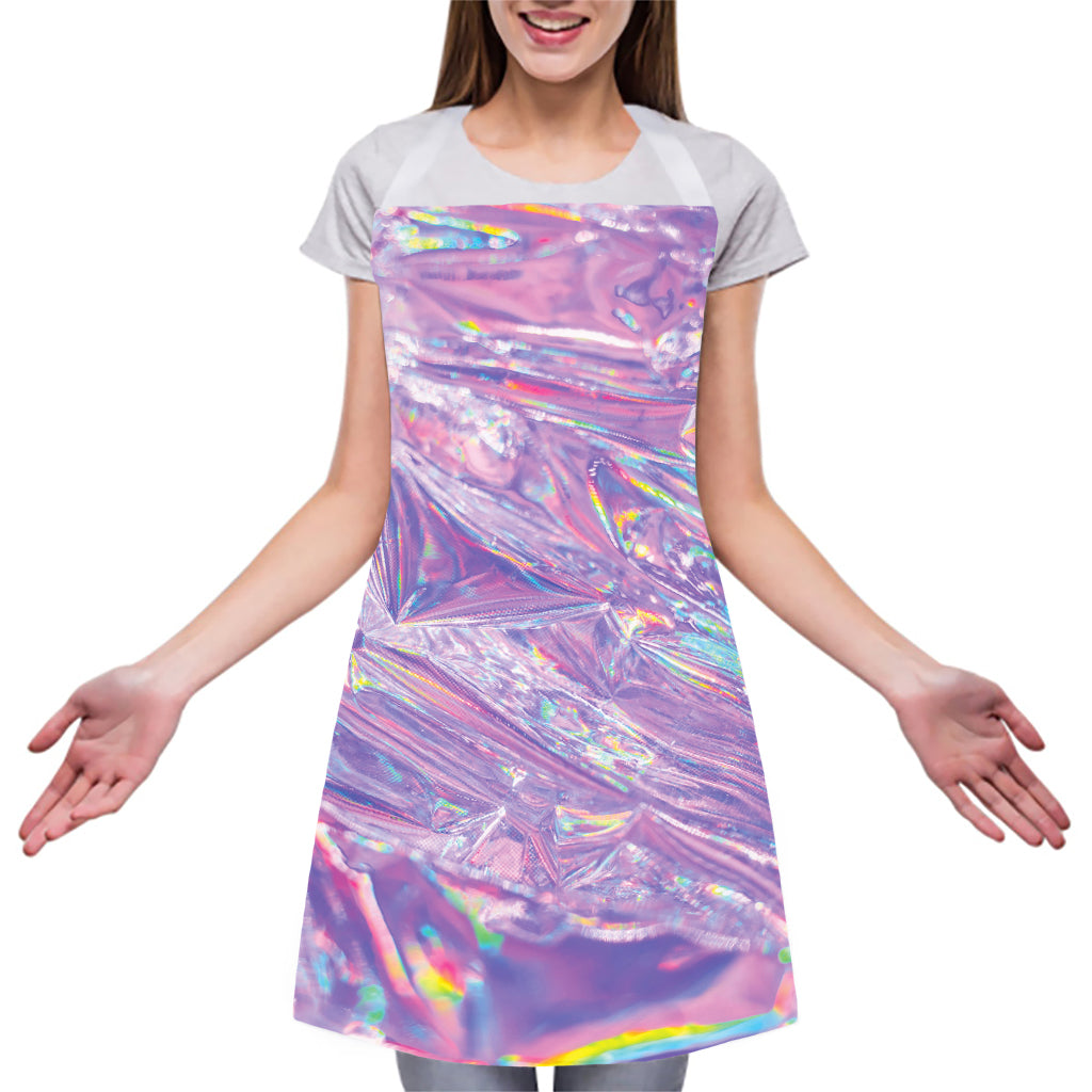 Purple Holographic Print Adjustable Apron