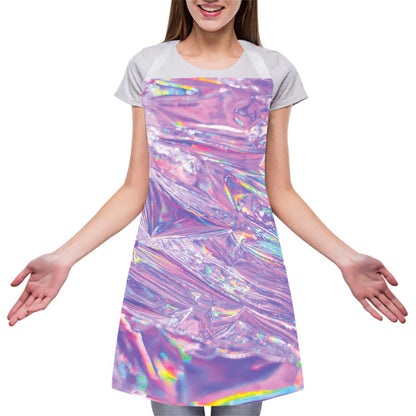 Purple Holographic Print Adjustable Apron