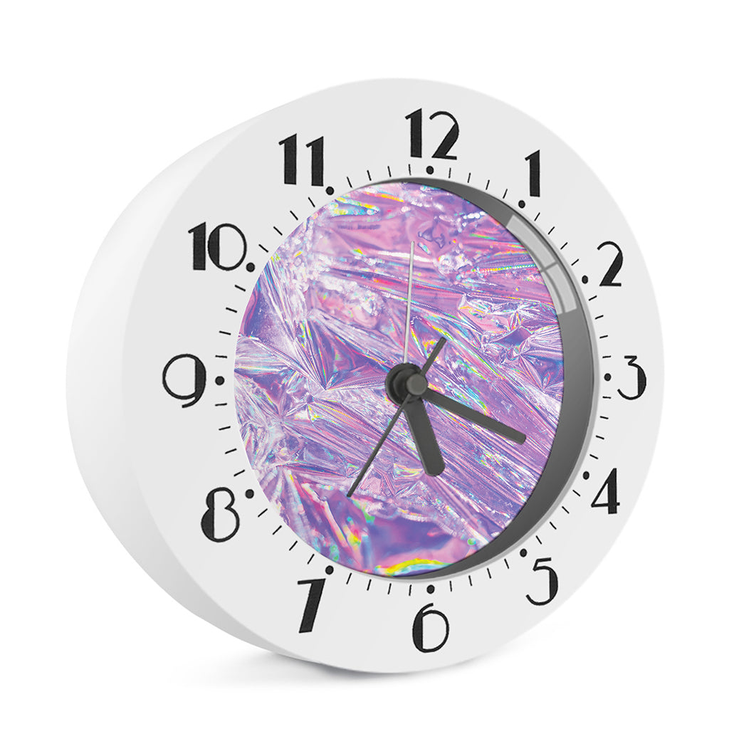 Purple Holographic Print Alarm Clock