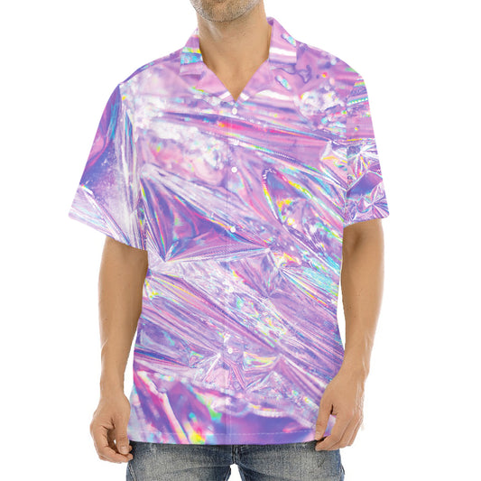 Purple Holographic Print Aloha Shirt