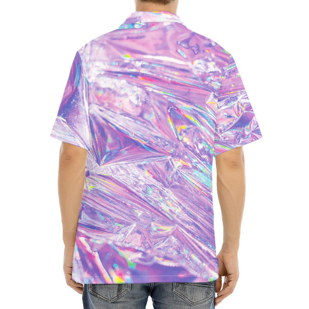 Purple Holographic Print Aloha Shirt