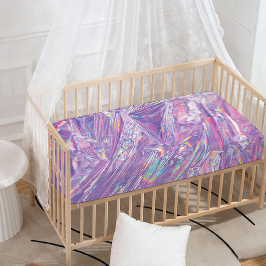 Purple Holographic Print Baby Crib Sheet