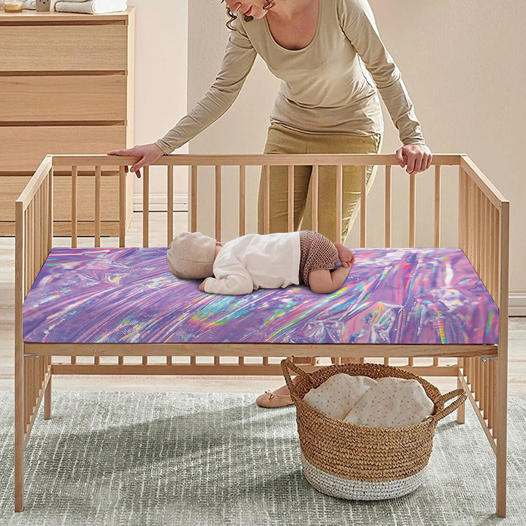 Purple Holographic Print Baby Crib Sheet