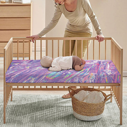 Purple Holographic Print Baby Crib Sheet