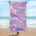 Purple Holographic Print Beach Towel