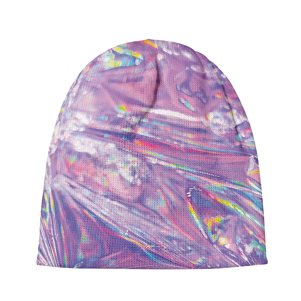 Purple Holographic Print Beanie