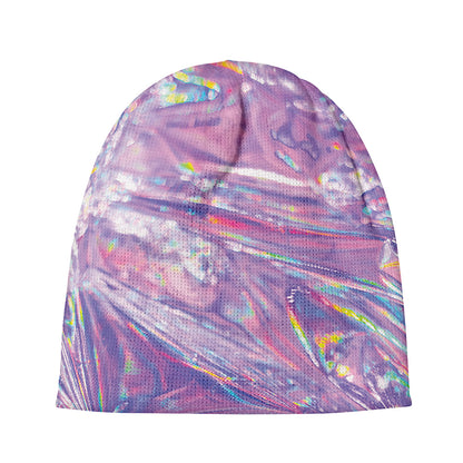 Purple Holographic Print Beanie