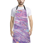 Purple Holographic Print Bib Apron With Pocket