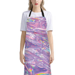 Purple Holographic Print Bib Apron With Pocket