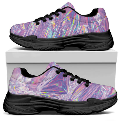 Purple Holographic Print Black Chunky Shoes