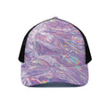 Purple Holographic Print Black Mesh Trucker Hat