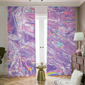 Purple Holographic Print Blackout Pencil Pleat Curtains