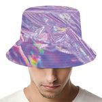 Purple Holographic Print Bucket Hat