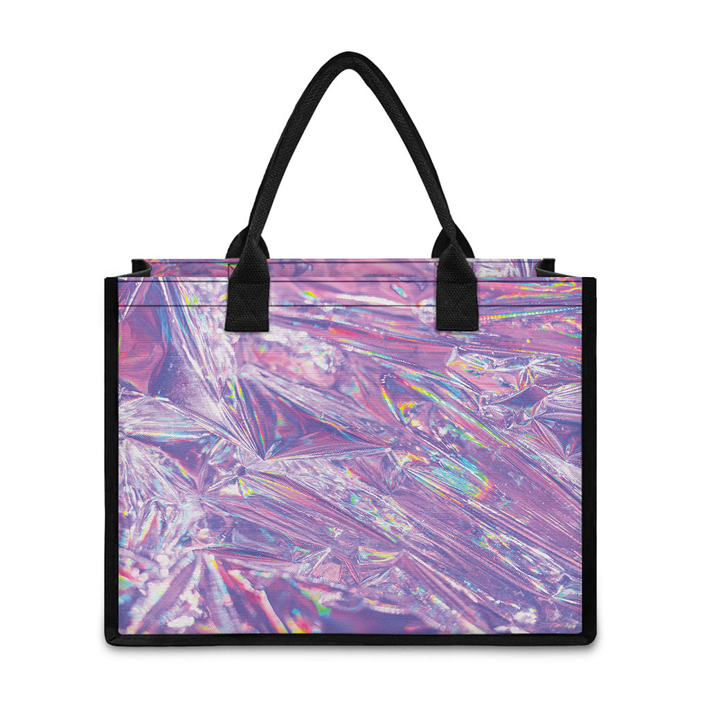 Purple Holographic Print Canvas Tote Bag