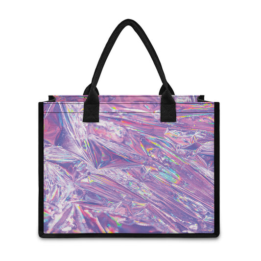 Purple Holographic Print Canvas Tote Bag