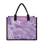 Purple Holographic Print Canvas Tote Bag