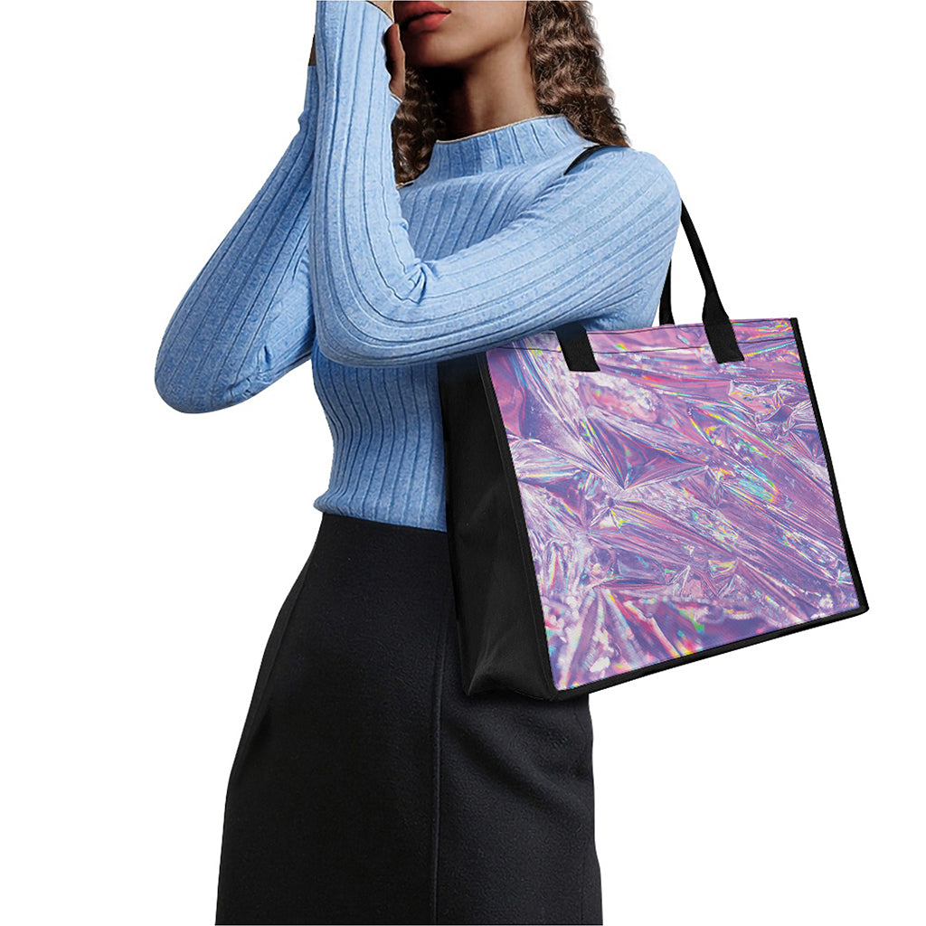 Purple Holographic Print Canvas Tote Bag