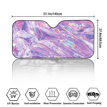 Purple Holographic Print Car Windshield Sun Shade