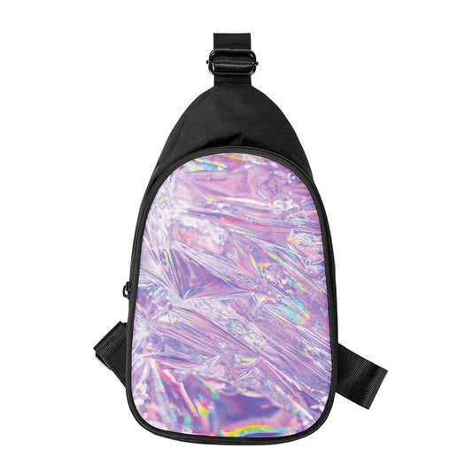 Purple Holographic Print Chest Bag