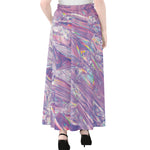 Purple Holographic Print Chiffon Maxi Skirt