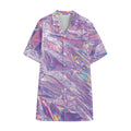 Purple Holographic Print Cotton Hawaiian Shirt