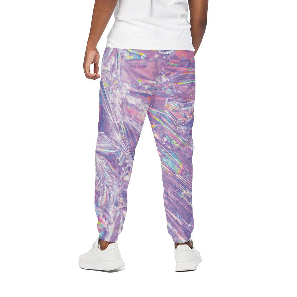 Purple Holographic Print Cotton Pants