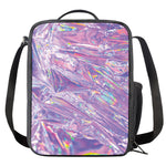 Purple Holographic Print Crossbody Lunch Bag