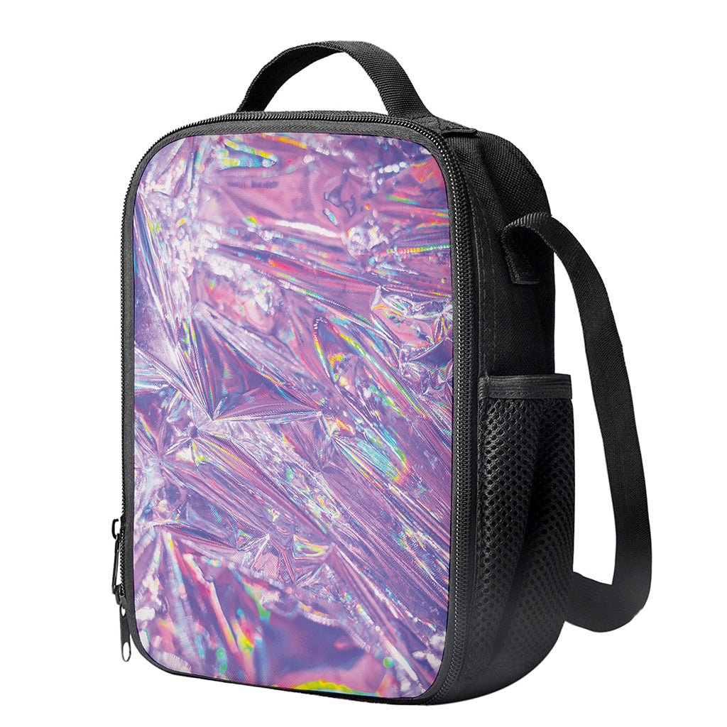 Purple Holographic Print Crossbody Lunch Bag