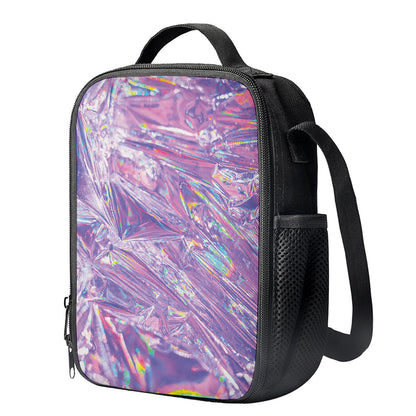 Purple Holographic Print Crossbody Lunch Bag