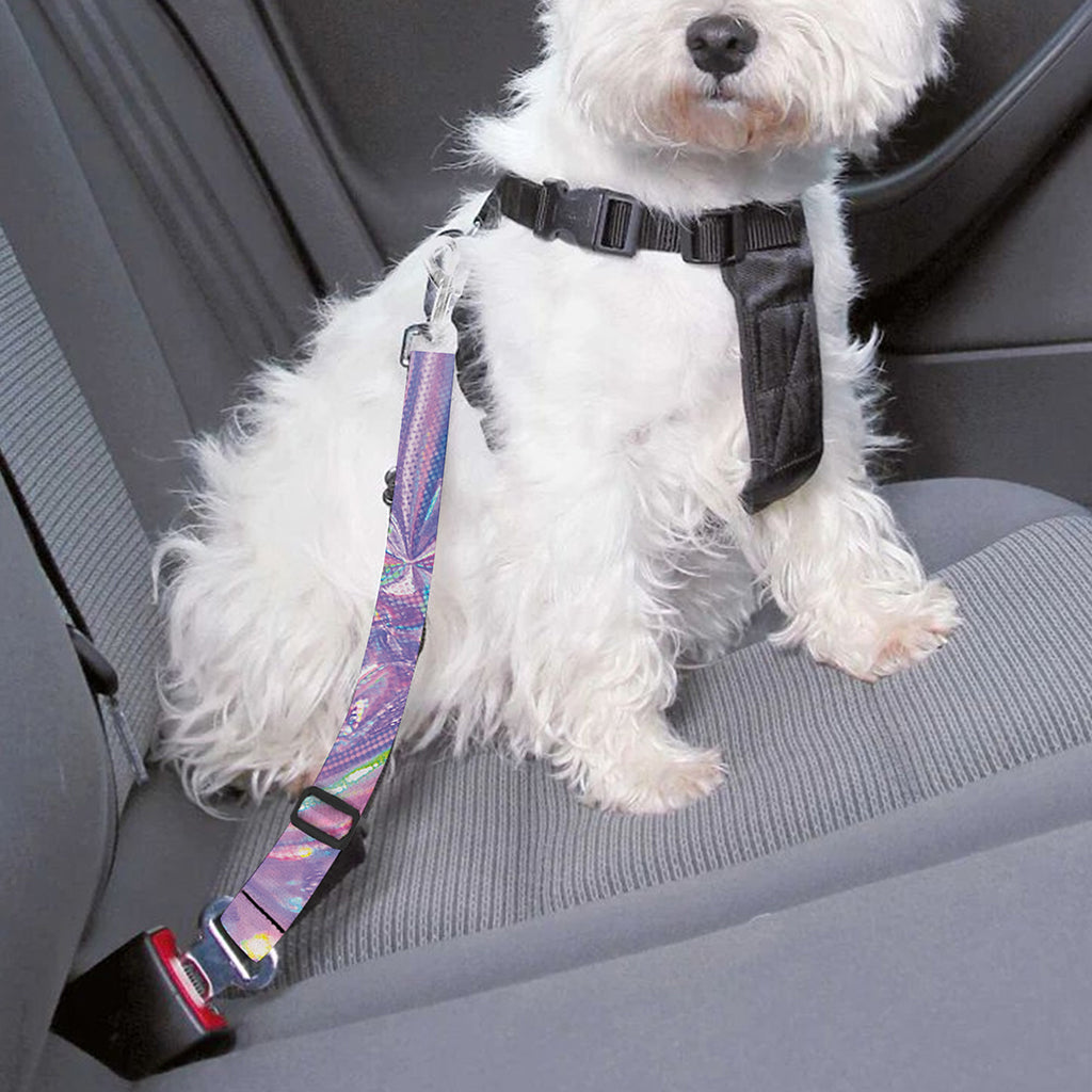 Purple Holographic Print Dog Seat Belt