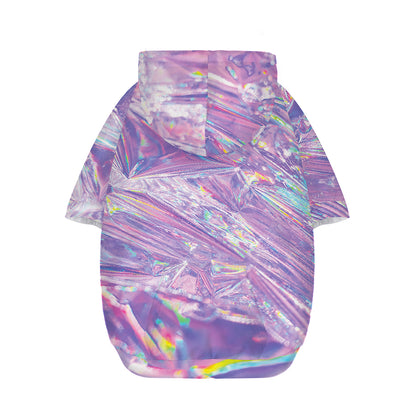 Purple Holographic Print Dog Zip Up Hoodie