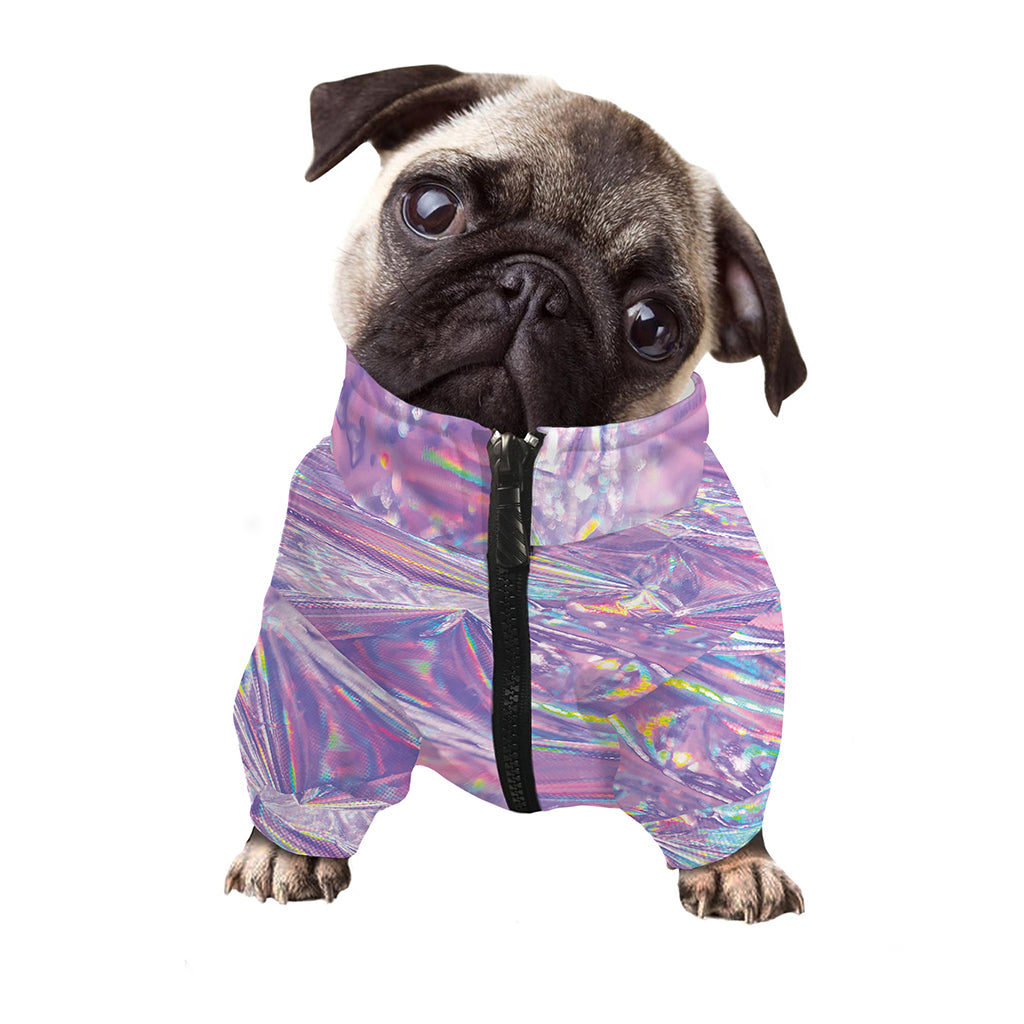 Purple Holographic Print Dog Zip Up Jacket
